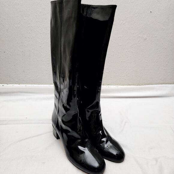 NEW J. Crew Italian Leather Knee High Black Patent Leather Tall Boot 10.5 - Picture 8 of 13